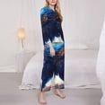 thumbnail image 3 of Naloa Moonlit Blue Wolf Pajamas for Women Set, Womens Pajama Sets, Lounge Sets for Women, 2pjs for Women-Large, 3 of 7