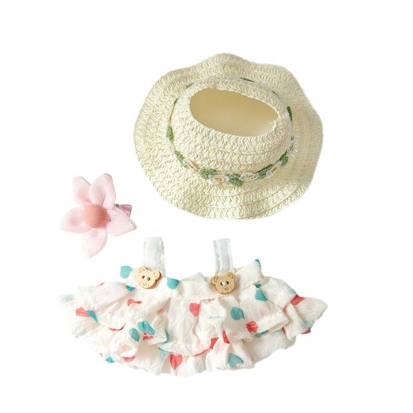 17Cm Doll Clothes Skirt Set for bubu Doll, 3 Piece Set Hat Skirt Outfit Premium