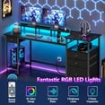 thumbnail image 4 of Satifur Computer Desk with 4 Drawers, 61 Inch Reversible Desk with Led Lights & Power Outlet, Home Office Desk with File Drawer & Monitor Stand, Black, 4 of 9