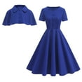 thumbnail image 1 of WRKEKC Robe à Manches Courtes Col en V Couleur Unie avec Col à Revers et Ensemble Cardigan pour Robes Décontractées pour Femmes Tenue d'Invitée de Mariage, 1 of 2