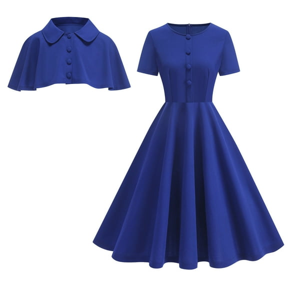 RXMEKW Dress and Cardigan Set for Women, V-Neck Short Sleeve Lapel Dress, Wedding Guest Outfit, Spring and Summer Party Attire
