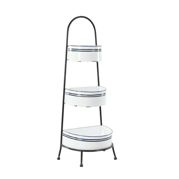 DecMode 14"W, 38"H Metal Farmhouse Shelving Unit, White, 1 - Piece