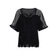 thumbnail image 6 of Giftesty Womens Plus Size Clearance Women Summer O-Neck Short Sleeve Hollow Out Solid Casual Blouse Top T-Shirt, 6 of 8