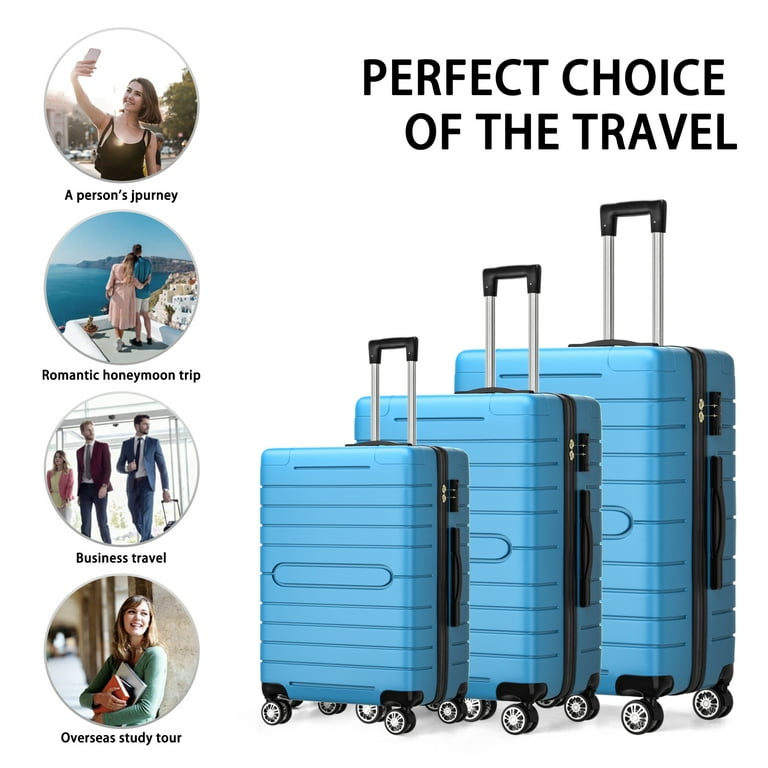 SUGIFT 3 Piece Luggage Set, Hardside Luggage Spinner Wheels