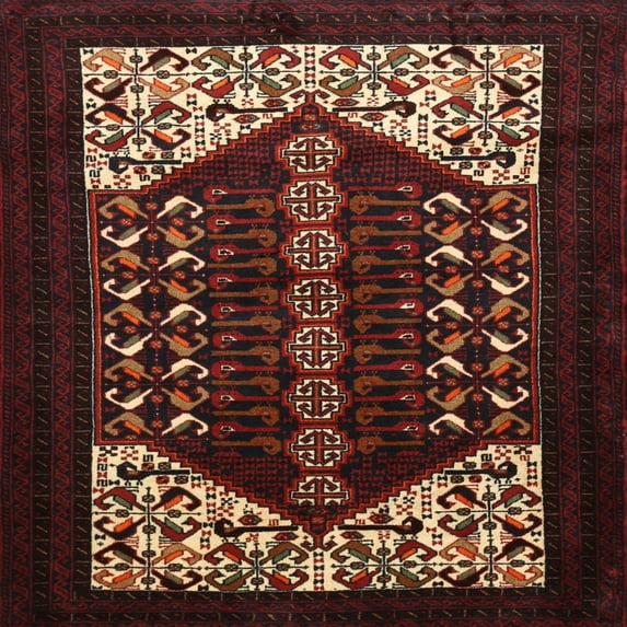Ahgly Company Indoor Square Traditional Brown Persian Area Rugs, 8' Square