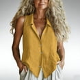 thumbnail image 2 of VBVC Women's Sleeveless Button Down Blouse, Ladies' Collared V-Neck Casual Tank Top, Solid Color Summer Loose Fit Vest For Women,Yellow,S-2XL, 2 of 7
