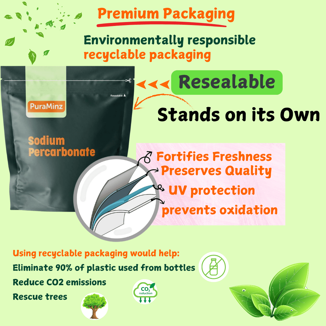 Sodium Percarbonate (10 LB)-Premium Oxygen Bleach & Multi-Purpose Stain Remover in Durable Resealable Packaging