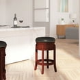 thumbnail image 3 of Merrick Lane 24" Light Cherry Wood Backless Wooden Counter Stool with Black Faux Leather 360 Degree Swivel Seat, 3 of 12