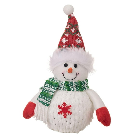 Bunblic Christmas Snowman Figurine Christmas Figurines Children's Gift Glowing Snowman for Home Outdoor Party Favors Boys Girls Pointed hat