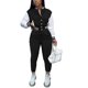 thumbnail image 1 of Mujeres Entrenamiento 2 Piezas Trajes Botón Abajo Color Bloque Patchwork Chaquetas Bodycon Pantalones Largos Chándal, 1 of 1