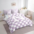 thumbnail image 3 of Castle Fairy Teens Monogrammed Letter 7-Piece Twin Bedding Sets,Geometric Plaid Bedding Comforter Set,Sparkling Sequin Breathable Sheet Sets,Lightweight Room Decor, 3 of 8