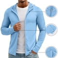 thumbnail image 2 of Sorvello Mens Lightweight Sun Protection Jacket Full Zip Hooded Long Sleeve Breathable Outdoor Riding Fishing Hiking Top Blue L, 2 of 9