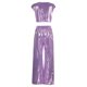 thumbnail image 5 of Conjunto de dos piezas para mujer con chaleco brillante y pantalones anchos: conjunto de top corto sin mangas y cuello redondo, tallas S-XXXXXL, 5 of 8