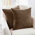 thumbnail image 4 of Deconovo Pack of 2 Decorative Square Throw Pillow Cover 20 x 20 inch Corduroy Cushion Covers Pillowcase for Chair Bedroom Chocolate, 4 of 6