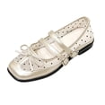 thumbnail image 2 of EKVAHL Women's Orthopedic Mary Jane Flats, Mesh Polka Dot Ballet Shoes, Arch Support Office Daily Dress Shoes Gold, 2 of 4