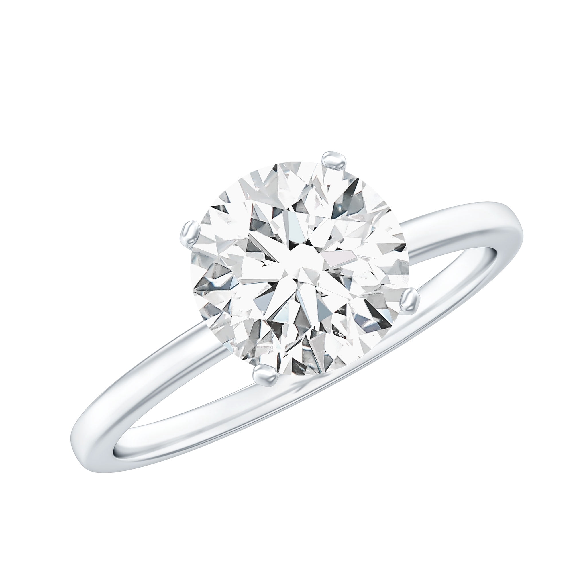Rosec Jewels 2 Carat Moissanite Engagement Ring for Women (D-VS1 Quality) - 925 Silver Round Solitaire Propose Ring - Ready to Gift with Jewelry Box, US 5.00
