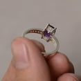 thumbnail image 2 of Natural Amethyst Ring Trillion Cut Purple Gemstone Ring February Birthstone Ring Sterling Silver Ring Engagement Ring, 2 of 3