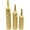 Gold Tall Distressed Metallic Solid Geometric Round S/3 36", 30", 25"H, variant on DecMode 34", 29", 25"H Tall Distressed Metallic Gold Metal Vase with Growing Vine Pattern, Set of 3