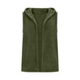 thumbnail image 3 of APEXFWDT Women's Fleece Hooded Vest Sleeveless Warm Winter Cardigan Jacket Outerwear for Daily Wear,XL,Green, 3 of 9