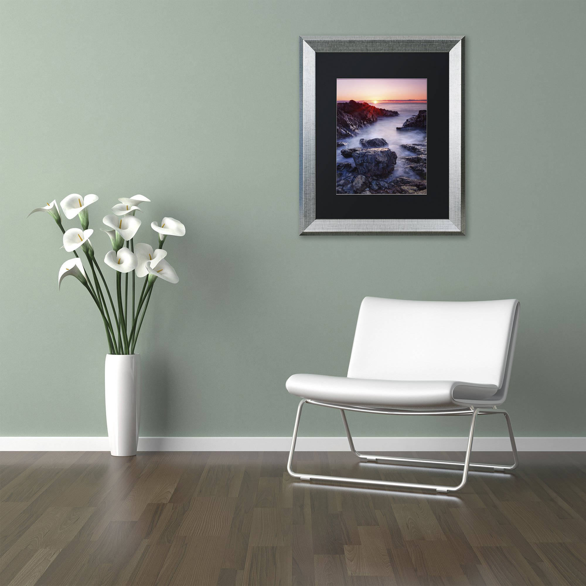 Trademark Fine Art "Marginal Way Sun" Canvas Art by Michael Blanchette Photography Black Matte, Silver Frame