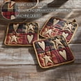 thumbnail image 4 of VHC Brands Cotton Pot Holder Set of 3, Heat Resistant, Kitchen Potholders, Connell Collection, Square 8x8, Burgundy, 4 of 5