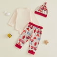 thumbnail image 5 of Ulanda Coming Home Outfit Boy Newborn Onesie Romper Sweatshirt Pants Hat Clothing Set Fall Winter Outfits (Beige, 3-6 Months), 5 of 6