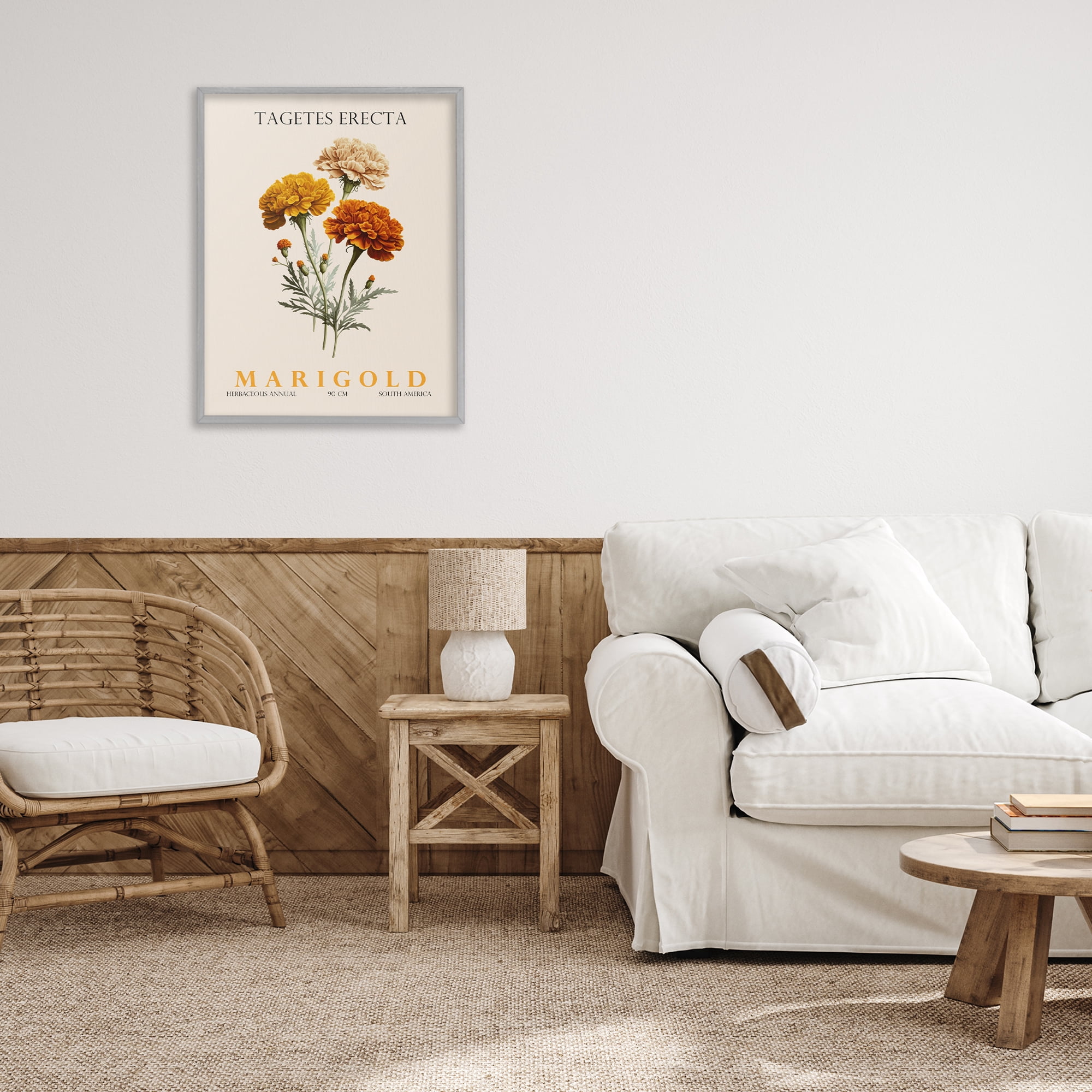 Stupell Industries Natural Marigold Bundle Gray Framed Giclee Art, design by Christopher Giampietro