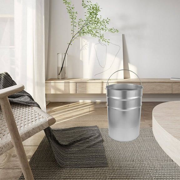RENACLIPY Galvanized Iron Outdoor Trash Bucket, Rust-Resistant, Garden and Household Waste Bin, 1 Piece