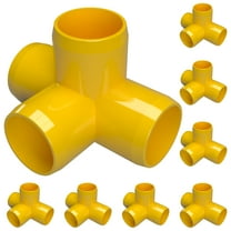 FORMUFIT PVC Fitting, 4-Way Tee Side Outlet , Furniture Grade, 3/4" Size, Yellow, 8-Pack (F0344WT-YE-8)