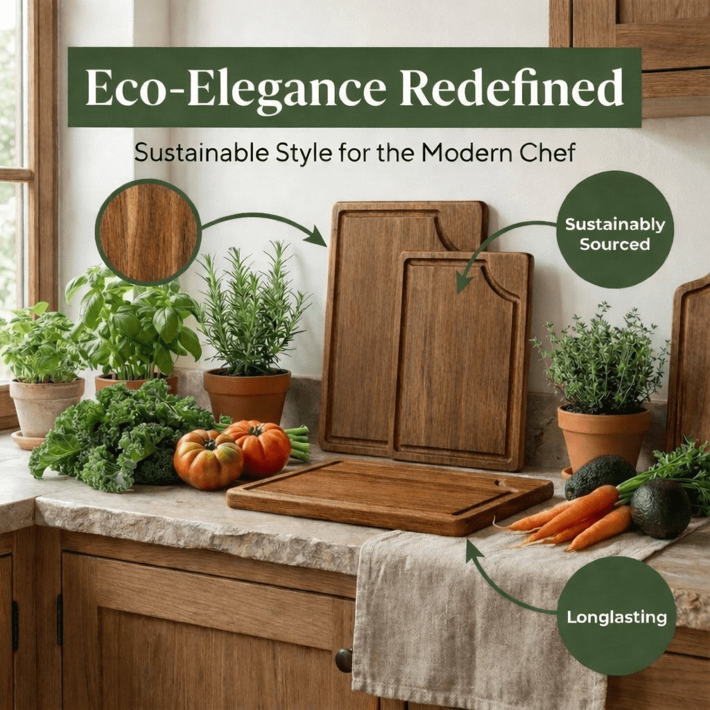 3-Piece Wooden Cutting Board Set with Juice Grooves, Mango Wood Chopping Boards for Kitchen Prep and Charcuterie Serving, Eco Friendly Multi Size Cutting Boards with Built-in Handles (Natural)