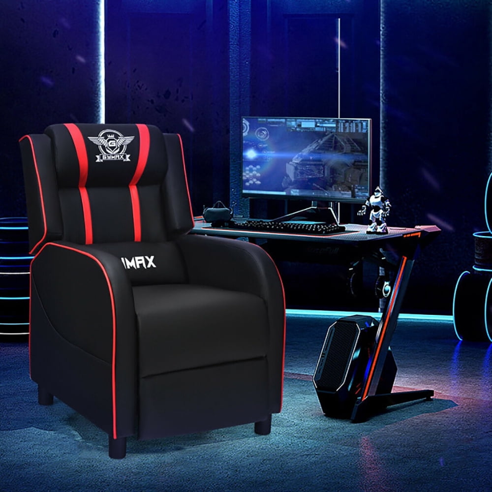 GVN Massage Racing Gaming Single Recliner Chair-Red