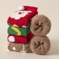 thumbnail image 6 of Fabrcox Fuzzy Slipper Socks for Women, Cute Mid-Calf Non Slip Winter Warm Casual Santa Printed Indoor Floor Socks for Home Lounging (A), 6 of 6