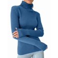 thumbnail image 2 of Suéteres Acanalados para Mujer, Lindos Suéteres de Punto de Cuello Alto, Ajustados y Cálidos Azul Vaquero un Tamaño, 2 of 8