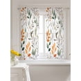 thumbnail image 3 of Green Orange Eucalyptus Curtains 45 Inch Length,Sheer Curtains for Bedroom Living Room Window Summer Watercolor Botanical Leaf Rod Pocket Drapes Kitchen Curtains Small Half Window 42"x45" 2 Panels, 3 of 6