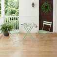 thumbnail image 4 of 2-Person Square Folding Bistro Table Set, Powder-Coated Steel Frame, Lemon Green Space-Saving Design with Compact Seating for Balcony Deck Porch Garden, 4 of 5