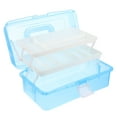 thumbnail image 3 of CATIEBYE 1Pc Blue Plastic 3 Layer Portable Storage Box Tool Case for Home Organization, 3 of 6