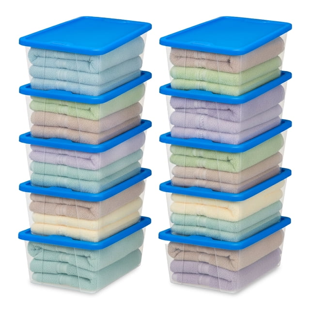 Homz Snaplock 6 Qt Stackable Plastic Storage Container & Lid, Blue(10 Pack)