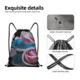 thumbnail image 4 of Disketp Blue Lipped Pit Viper And Three Pink Roses Print Drawstring Backpack Drawstring Gym Bags Draw String Bags for Sports, Gym, Travel, Swimming, Beach-Medium, 4 of 6