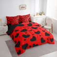 thumbnail image 3 of Homewish Cartoon Heart Print 7-Piece Bedding Comforter Set,Kawaii Loves Pattern King Bedding Sets,Red Black Bed Sheets For Girl,Ultra Soft Home Decor Reversible, 3 of 8