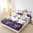 thumbnail image 4 of jejeloiu Flying Animal Butterflies Bed Sheets,Bohemian Exotic Style King Sheets,White Purple Sheet Set For Girls,Breathable Home Decor,4-Piece, 4 of 7