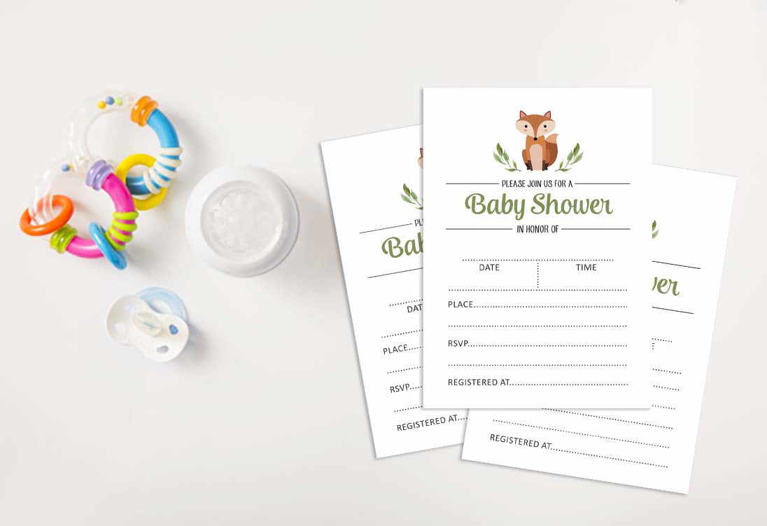 Inkdotpot 30 Fill In StyleBaby Shower Invitation Cards Jungle Animals Gender Neutral Blank Invites