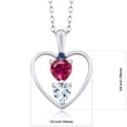 thumbnail image 2 of 925 Sterling Silver Red Created Ruby Sky Blue Aquamarine and Blue Created Sapphire Pendant Necklace for Women (0.86 Cttw, Gemstone July Birthstone, Heart 5MM and 4MM, with 18 inch Silver Chain), 2 of 3