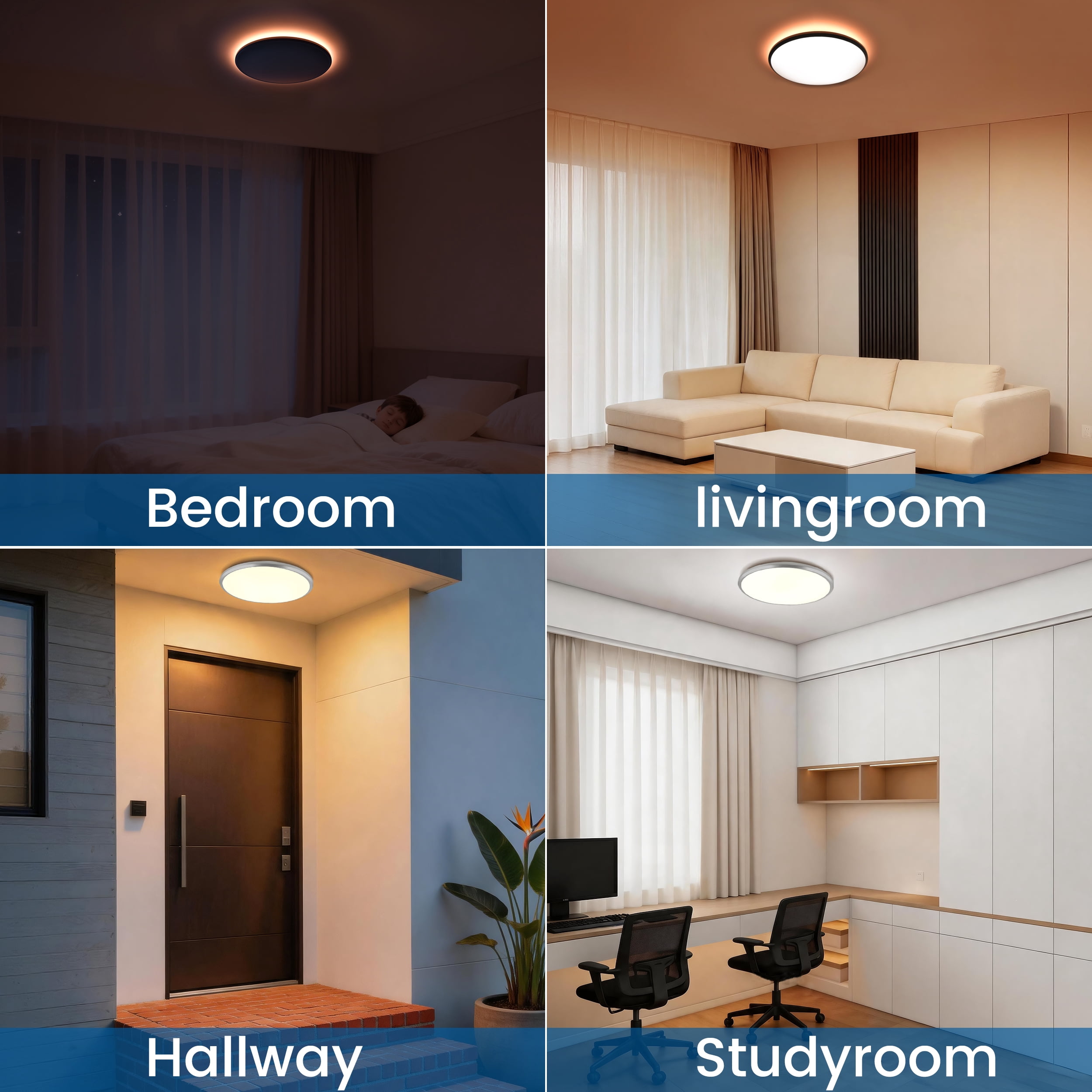 Mainstays 16-Inch Flush Mount LED Ceiling Light with 3CCT Selectable Color Temperatures, Night Light Function