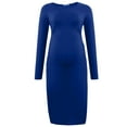 thumbnail image 5 of XUNKUSGA Maternity Dresses for Women Fashion Crew Neck Side Split Long Dress Casual Soild Color Long Sleeved Holiday Dress Comfortable Soft Slim Fit Party Dress S-2XL,Blue, 5 of 6