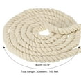 thumbnail image 2 of Uxcell Natural Twisted Cotton Rope 3 Strand Thick Cotton Rope Tug 0.79" x 98.43ft White, 2 of 7