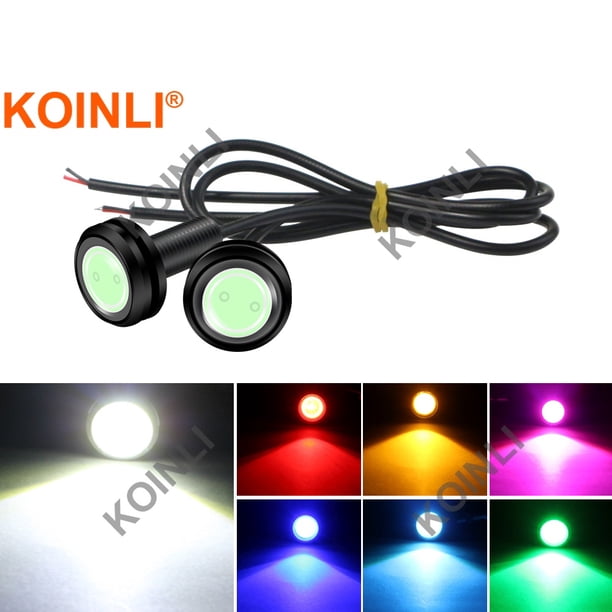 KOINLI Highlight Eagle Eye Car Rear Daytime Running Light 18mm 23mm Waterproof Tail Fog Lamp COB Chip DRL LED Reverse Parking Turn Signal Indicator Light Motorbike Auto Lamp Motorcycle Automobile Moto huangjie unisex