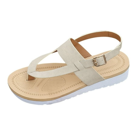 

Jungdeepe Women s Summer Fashion Thick Bottom Clip Toe Leather Sandals Memory Foam Sandals Womens Size 11 Dressy Sandals Women Wide Width Women Slippers Summer Comfortable Sandals Strap up Heels
