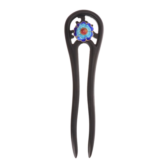 PBPBOX Elegant Black Sandalwood Double Prong Hairpin Hairstyle Accessory for Women's Perfect for Parties and Weddings