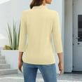 thumbnail image 4 of Lumtrix Women's Polo Shirt 3/4 Length Sleeve Tops Collared Button Down Golf Tee Casual Spring Summer Work T Shirts Lightweight Loose Blouse Beige M, 4 of 5