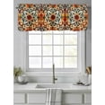 thumbnail image 4 of Burnt Orange Green Curtain Valances for Windows, Vintage Abstract Flowers Kitchen Valance Window Treatment, Light Filtering Block Curtains for Bathroom/Bedroom/Living Room 42'' x 18'', 4 of 9